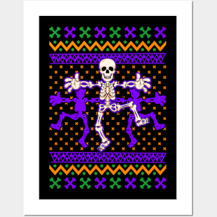 Ugly Halloween Skeleton Dancing Posters and Art